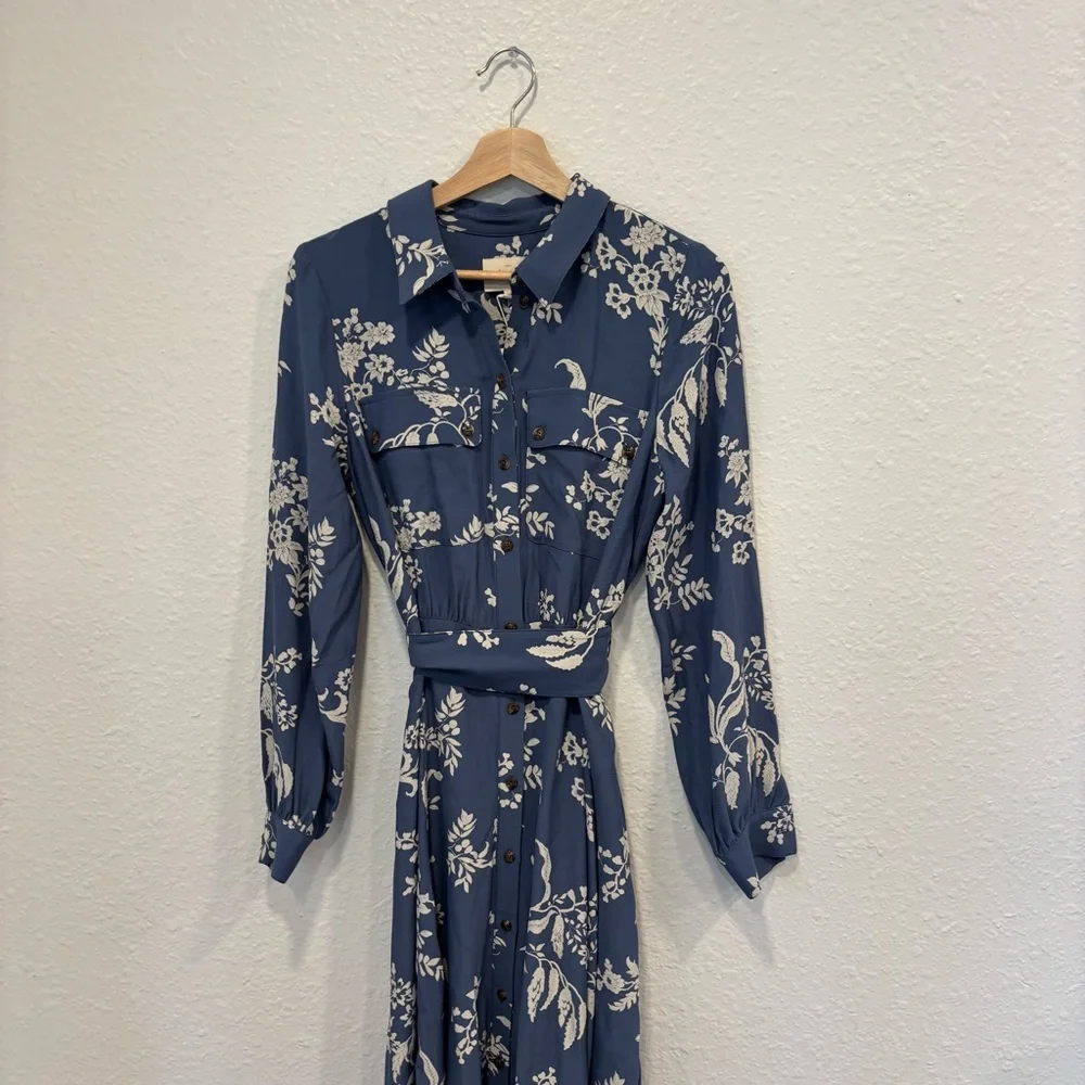 NWT Sezane Lauretta dress in blue ecru - Picture 5 of 7